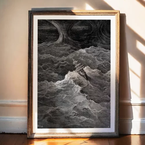 Affiche – The Rime of the Ancient Mariner : Le navire et la tempête (Gustave Doré, 1876)